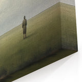 Vintage Portrait Art | Man in Vast Field Under Cloudy Sky