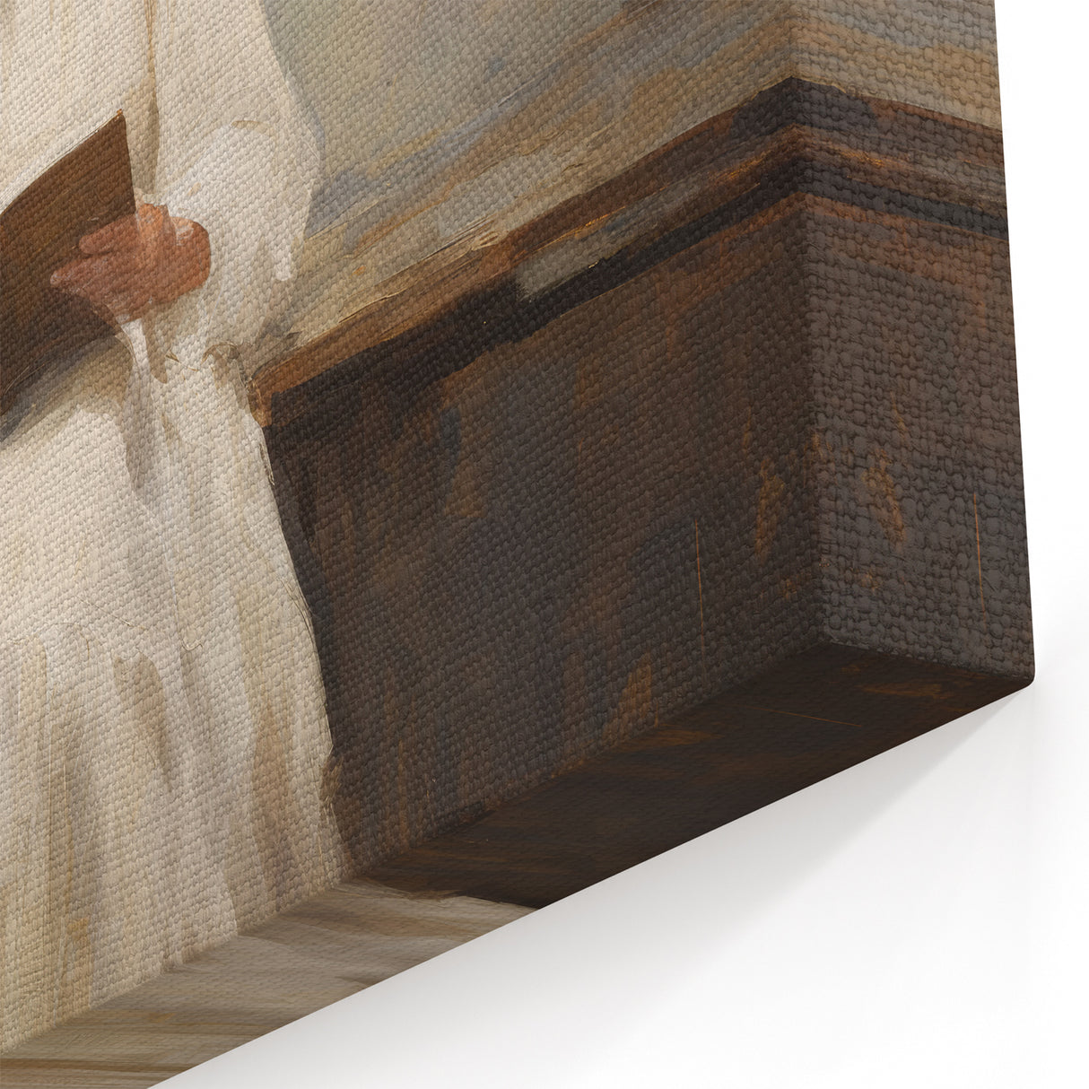 Vintage Portrait Art | Woman Reading on Rustic Bench