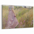 Vintage Portrait Art | Woman in Flower Field with Lilac Dress