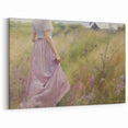 Vintage Portrait Art | Woman in Flower Field with Lilac Dress