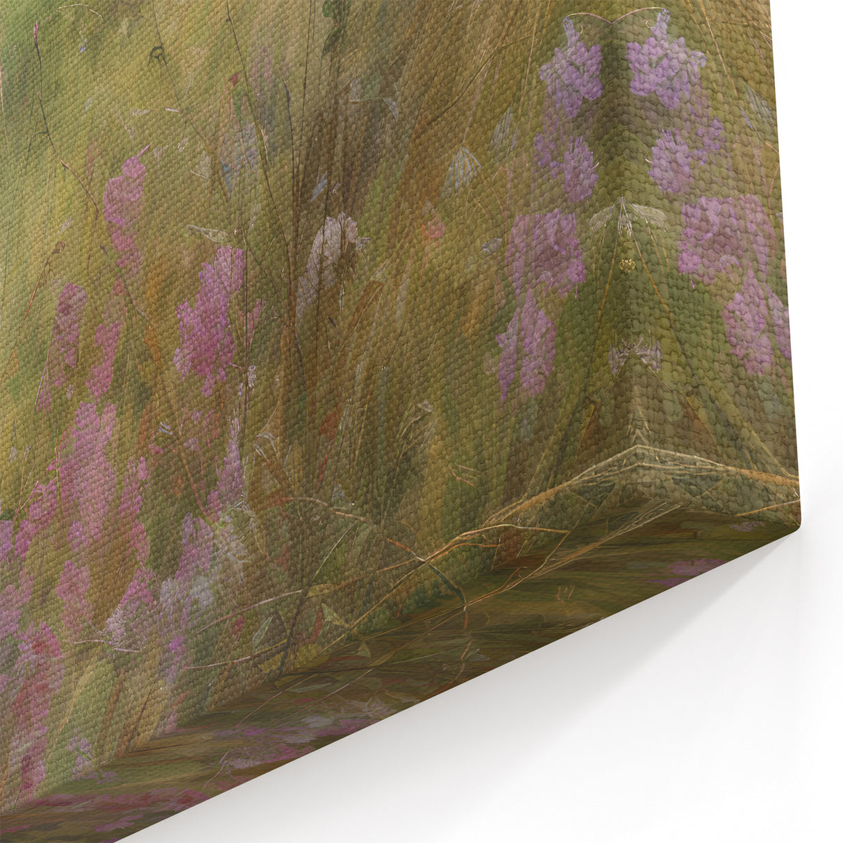 Vintage Portrait Art | Woman in Flower Field with Lilac Dress