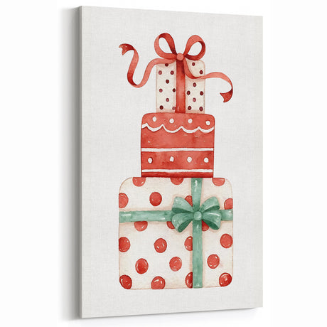 Festive Gift Stack Girls Room Wall Art – Kids Room Art Print
