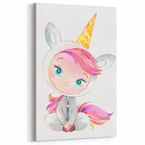 Personalized Kids Art – Cute Unicorn Girl Illustration Wall Print