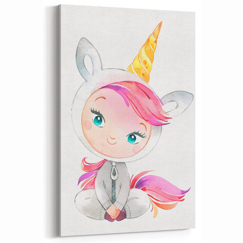 Personalized Kids Art – Cute Unicorn Girl Illustration Wall Print