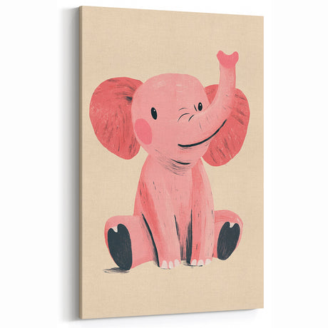 Adorable Pink Elephant Girls Room Wall Art – Kids Room Print