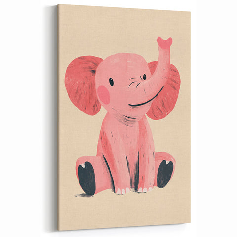 Adorable Pink Elephant Girls Room Wall Art – Kids Room Print