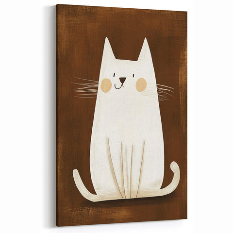 Nursery Wall Art – Adorable Minimalist Cat Print for Kids' Rooms
