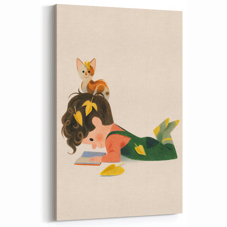 Cozy Reading Time Girls Room Wall Art – Kids Room Art Print