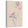 Floral Bunny Balloon Girls Room Wall Art – Kids Room Art Print