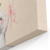 Floral Bunny Balloon Girls Room Wall Art – Kids Room Art Print