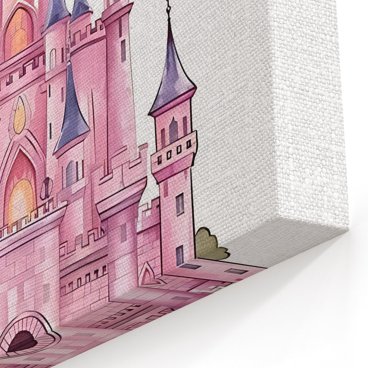 Girls Bedroom Art – Enchanted Pink Castle Illustration for Kids
