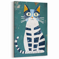 Children's Wall Decor – Quirky Blue Cat Illustration for Kids