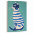 Children’s Wall Decor – Modern Striped Cat Illustration for Kids
