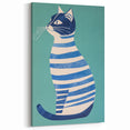 Children’s Wall Decor – Modern Striped Cat Illustration for Kids