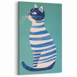 Children’s Wall Decor – Modern Striped Cat Illustration for Kids