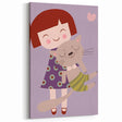 Happy Girl & Cat Girls Room Wall Art – Kids Room Art Print