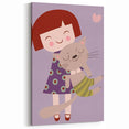 Happy Girl & Cat Girls Room Wall Art – Kids Room Art Print