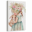 Floral Girl & Bunny Girls Room Wall Art – Kids Room Art Print
