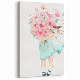 Floral Bouquet Girl Girls Room Wall Art – Kids Room Art Print
