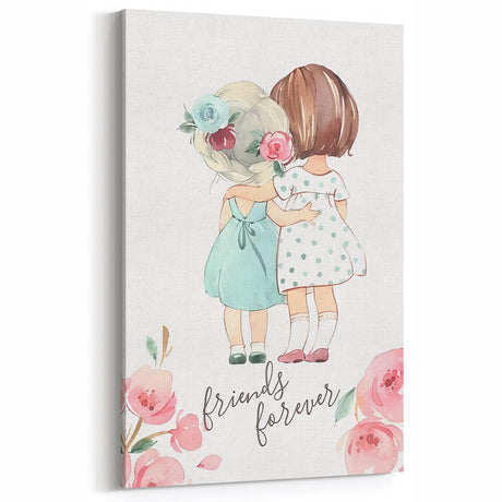 Personalized Kids Art – Friends Forever Girls Illustration Print