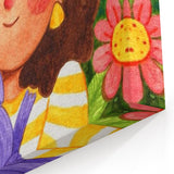 Girl & Cat in Garden Girls Room Wall Art – Kids Room Art Print