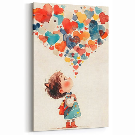 Playroom Wall Art – Whimsical Heart Balloon Illustration for Kids