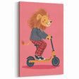Children's Wall Decor – Cool Lion on Scooter Illustration Print