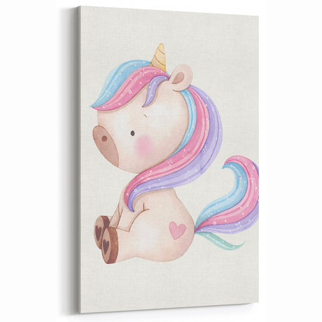 Nursery Wall Art - Cute Pastel Unicorn Print for Kids Room Decor