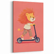 Lion on Scooter Illustration for Kids -  Playroom Wall Art
