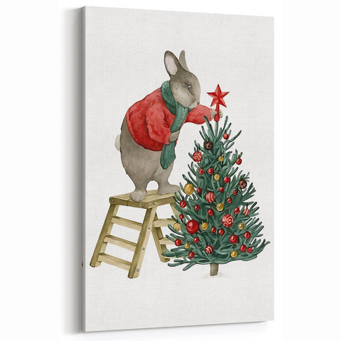 Adorable Christmas Bunny Girls Room Wall Art - Kids Holiday Decor