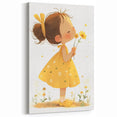 Smiling Girl with Flowers Art for Kids - Girls Bedroom Art