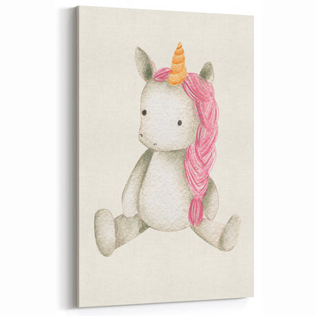 Cute Plush Unicorn Art for Kids - Nursery Wall Art