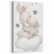 Sleeping Bunny & Baby Girls Room Wall Art - Nursery Cloud Decor