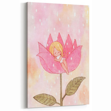 Sleeping Fairy in Flower Girls Room Wall Art - Dreamy Nursery Decor