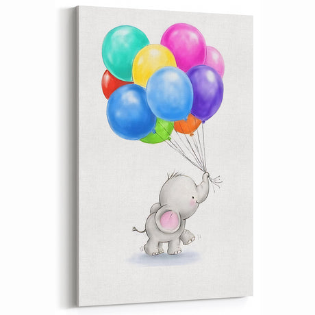 Adorable Elephant & Balloons Girls Room Wall Art - Playful Decor