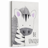 Kids Room Art Prints - Be Unique Zebra Wall Art for Girls' Bedrooms