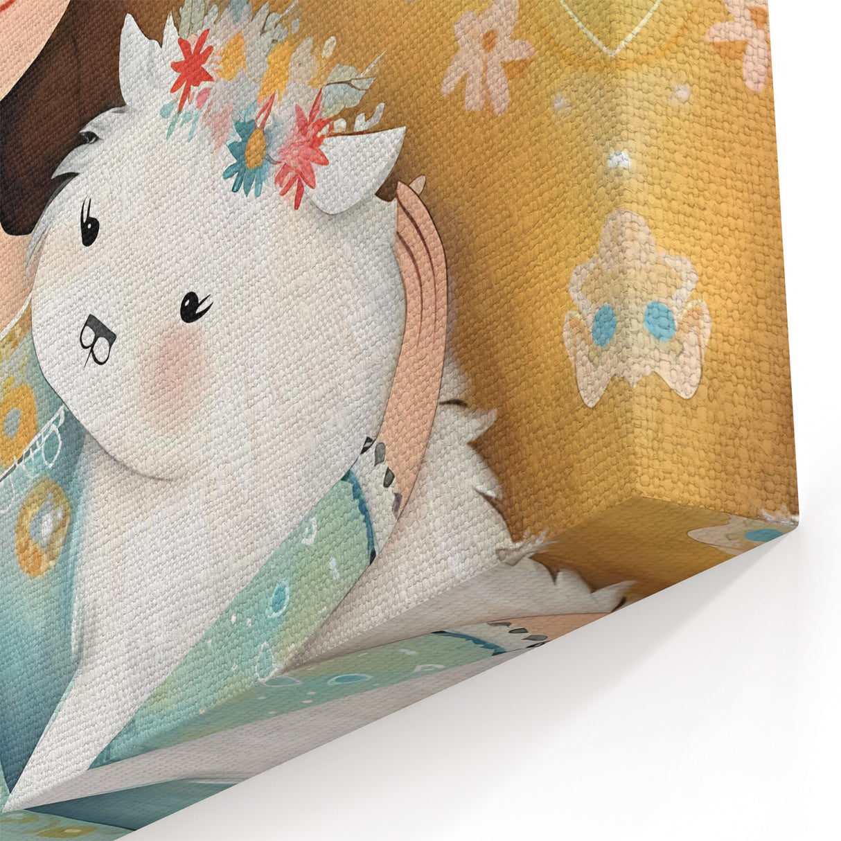 Girls Bedroom Art - Princess & Fluffy Pet Wall Decor for Kids