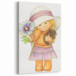 Vintage Girl and Bunny Wall Art - Nursery and Kids Room Print