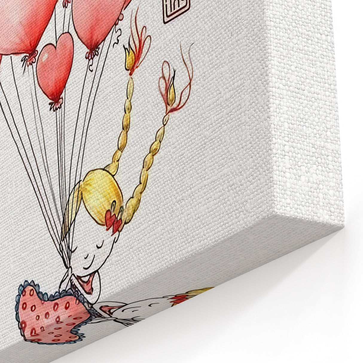 Floating Heart Balloons Girls Room Wall Art - Playful Nursery Print