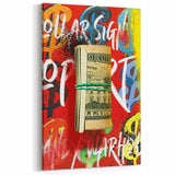 Bold Pop Art Wall Art - Dollar Sign Canvas with Red and Yellow