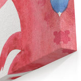 Playful Red Dinosaur Girls Room Wall Art - Fun Nursery Print