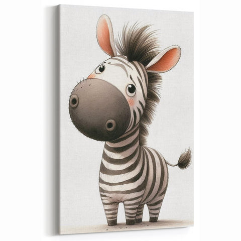 Adorable Zebra Girls Room Wall Art - Playful Nursery Animal Print