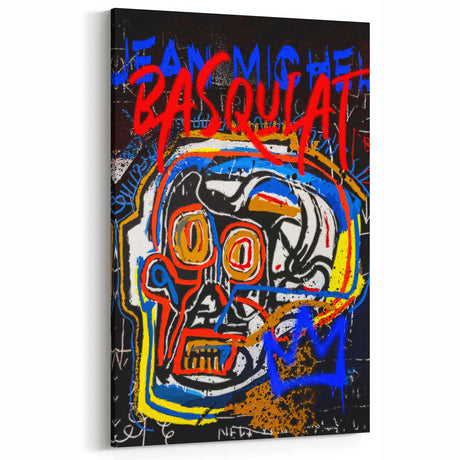 Bold Pop Art Wall Art - Skull Canvas with Red, Blue, and Yellow