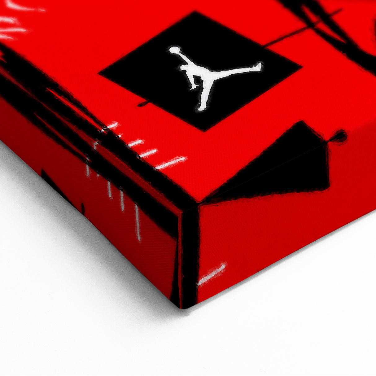 Bold Pop Art Wall Art - Red and Black Canvas with Sneaker Design
