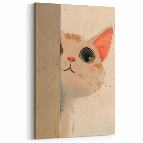 Curious Kitten Girls Room Wall Art - Playful Nursery Cat Print