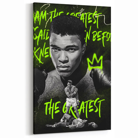 Iconic Pop Art Wall Art - Ali Canvas with Green and Black