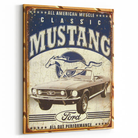 Retro Mustang Ad Wall Art – Vintage Print for Classic Decor