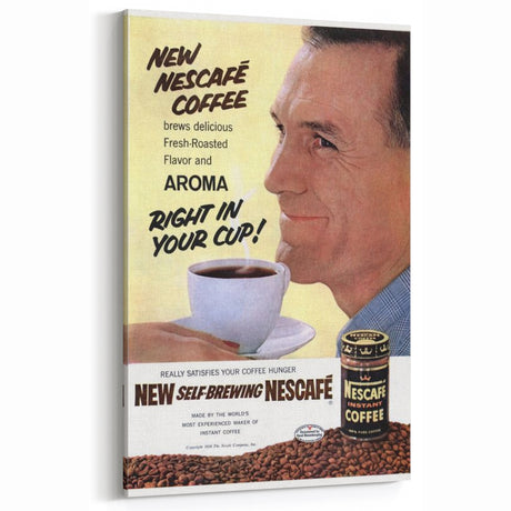 Retro Nescafé Coffee Ad Wall Art – Vintage Print for Classic Decor