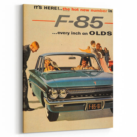 Retro Oldsmobile F-85 Ad Wall Art – Vintage Print for Classic Decor