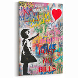 Urban Pop Art Wall Art - Balloon Girl Canvas with Multicolor